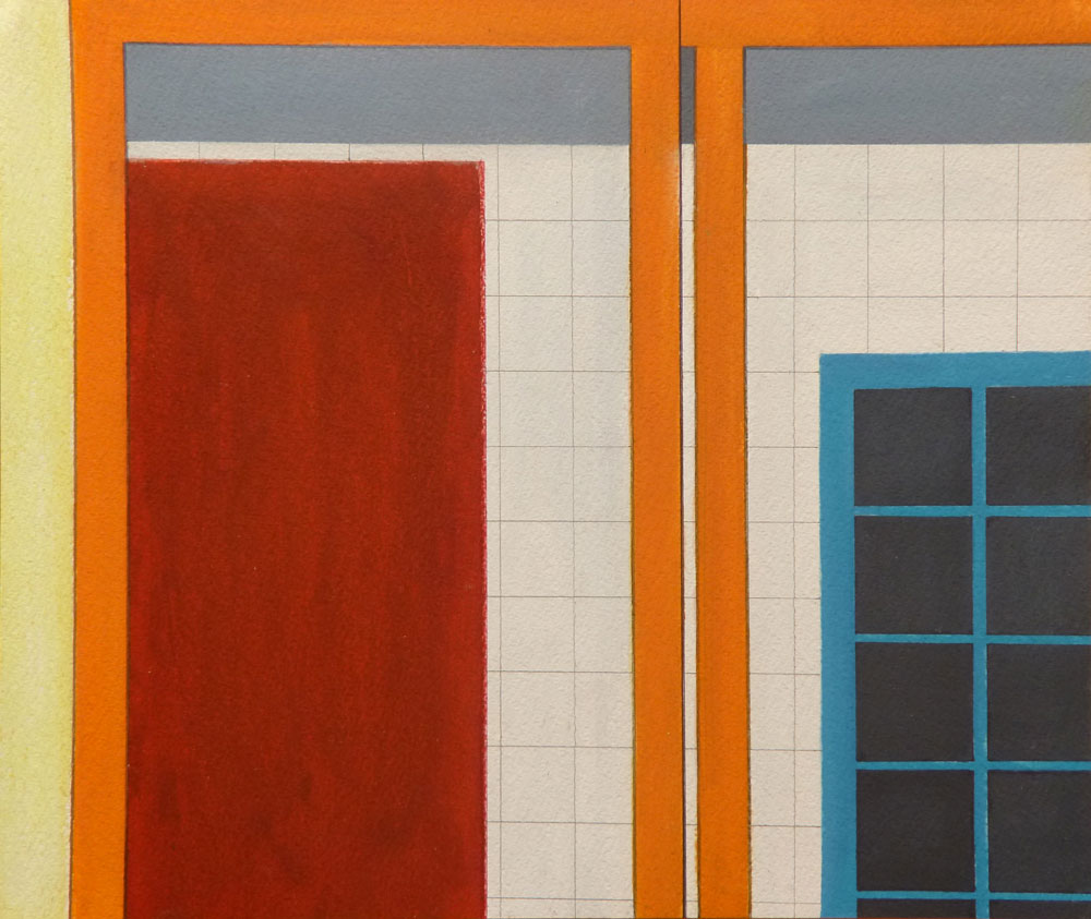 Orangenes Tor / Oranges Gate, 2015, 36 x 43 cm, Mischtechnik auf Papier / Mixed media on paper