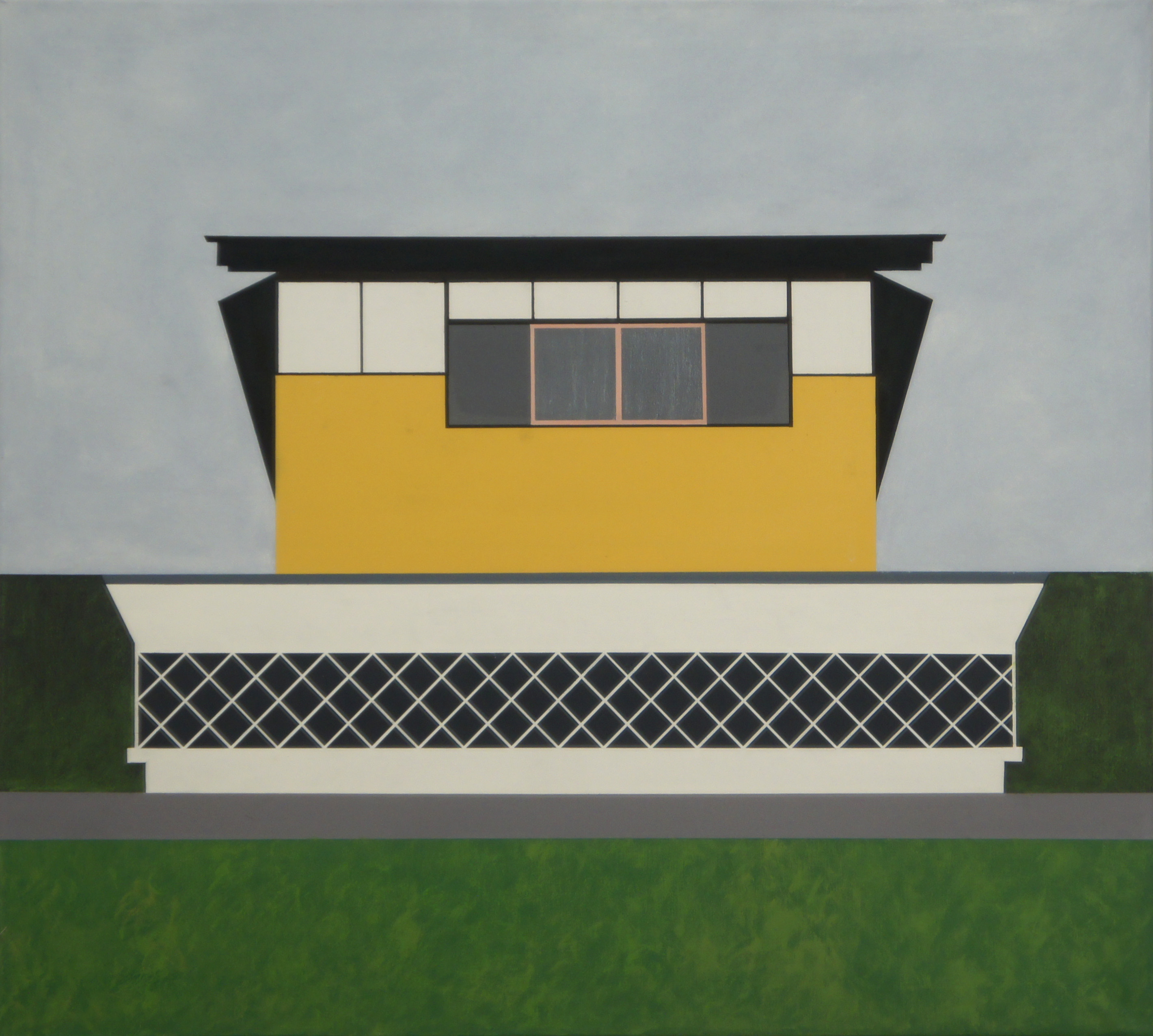 Haus am Hang, Tone/Japan, 2010, 90 x 100 cm,  Ölfarbe auf Leinwand House on a slope, Tone / Japan, 2010, 90 x 100 cm, Oil on canvas